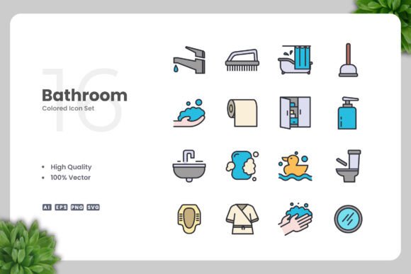 Bathroom Color Icons: Essential Graphics for Modern Web Design