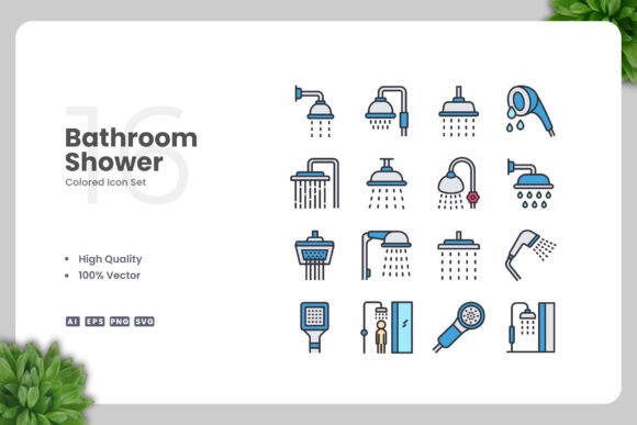 Bathroom Shower Color Icons: Essential Graphics for Modern Design