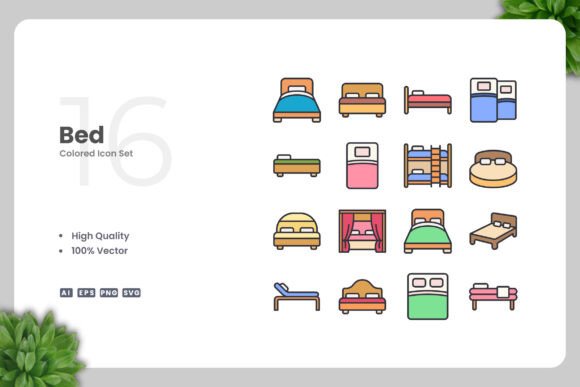 Bed Color Icons: Essential Graphics and Icons for Modern Design