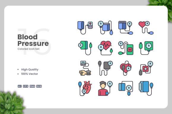 Blood Pressure Color Icons: Graphics for Editorial Use
