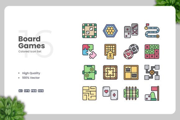 Board Games Color Icons: Vibrant Graphics for Local Brands