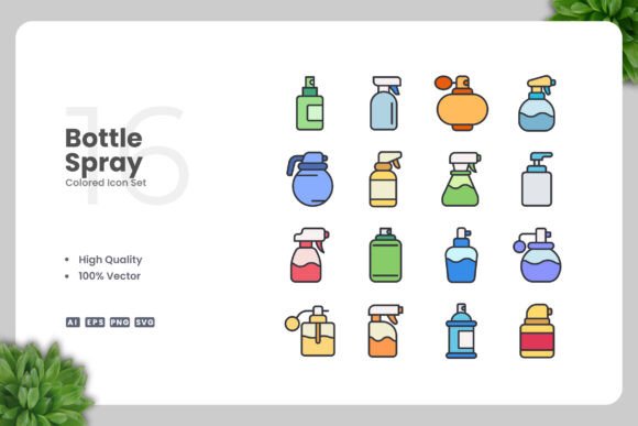 Bottle Spray Color Icons: Modern Graphics for Branding
