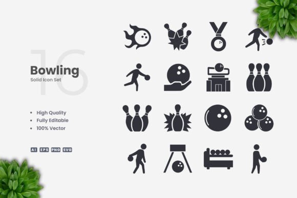 Bowling Solid Icons: Clean Graphics for Modern Websites