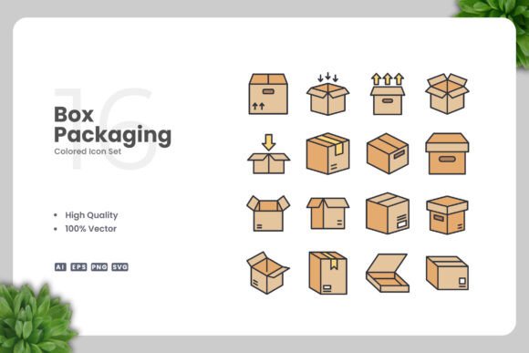 Box Packaging Color Icons: Essential Graphics for Crafters