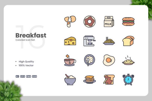 Breakfast Color Icons: Fresh Graphics for Modern Brands