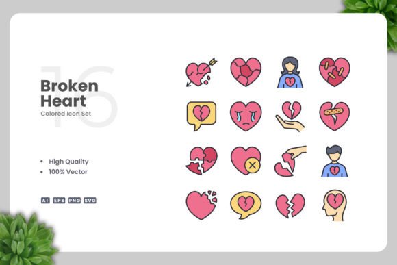 Broken Heart Color Icons: Essential Graphics for Modern Brands