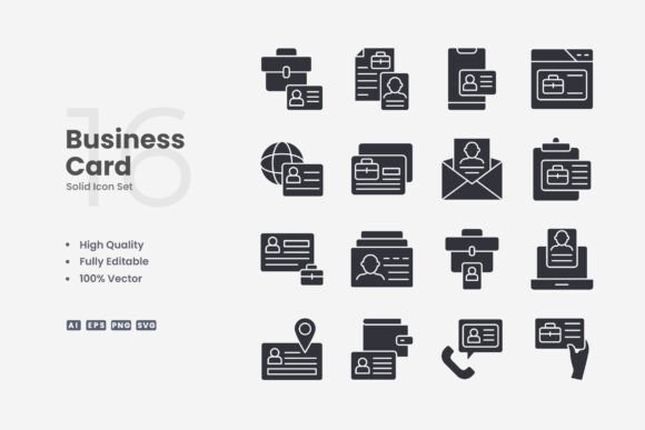Business Card Solid Icons: Essential Graphics for Crafters