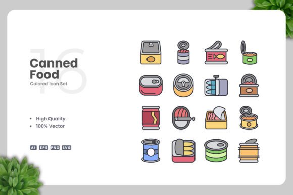Canned Food Color Icons: Essential Graphics for Modern Design
