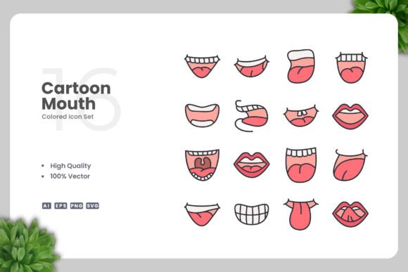 Cartoon Mouth Color Icons: Vibrant Graphics for Modern Design