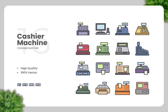 Cashier Machine Color Icons: A Designer's Review