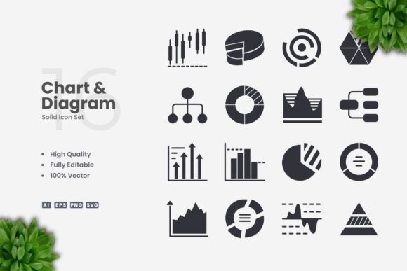Charts and Diagrams Solid Icons: Essential Graphics for Blogs