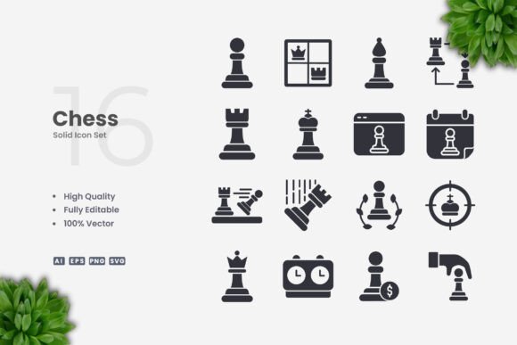 Chess Solid Icons: A Designer's Review for Embroidery
