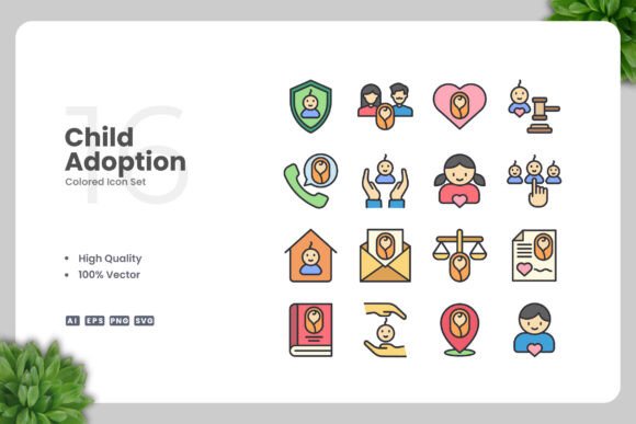 Child Adoption Color Icons: Fresh Graphics for Modern Icons