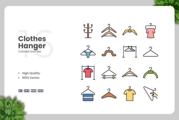 Clothes Hanger Color Icons: Graphics for Branding
