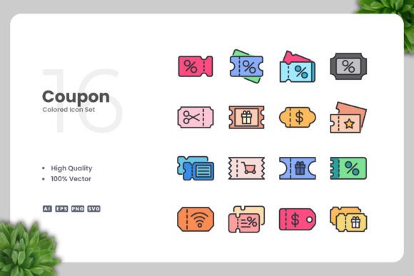 Coupon Color Icons: Graphics and Icons for Local Business