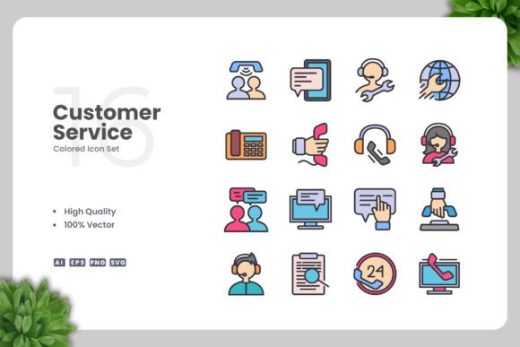 Customer Service Color Icons: Graphics for Crafters