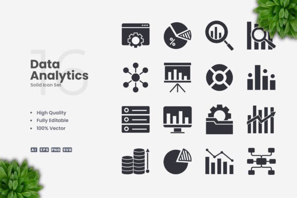 Data Analytics Solid Icons: Graphics for Crafters