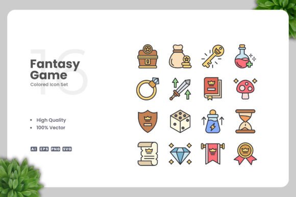 Fantasy Game Color Icons: Graphics and Icons for Creative Publishing