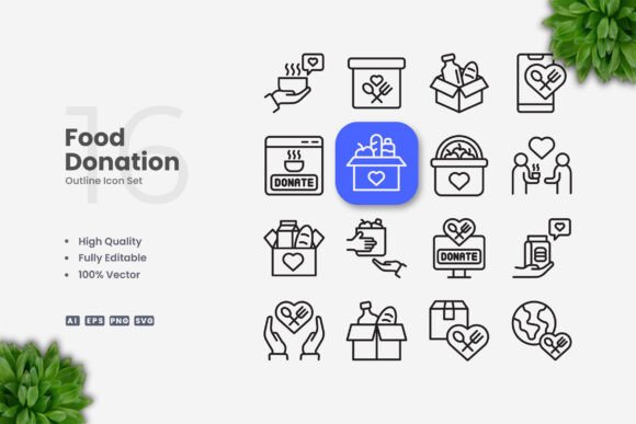 Food Donation Icons: Clean Graphics for Modern Branding