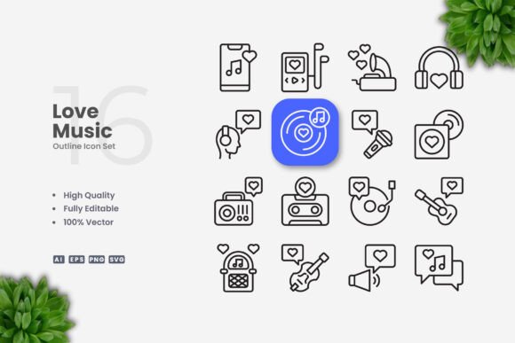 Love Music Icons: Clean Graphics for Modern Design