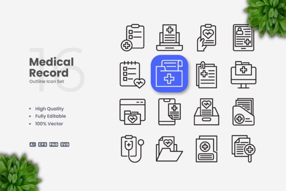 Medical Record Icons: Clean Graphics for Crafters