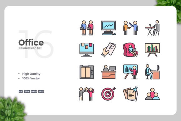 Office Color Icons: Clean Graphics for Crafters