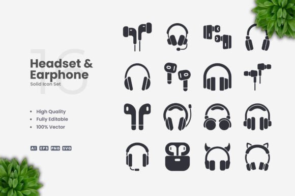 Review: Headset and Earphone Solid Icons for Embroidery