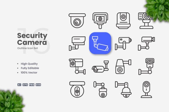 Security Camera Icons: Clean Graphics for Modern Blogs