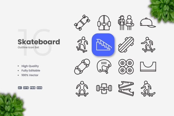 Skateboard Icons: Modern Graphics for Bold Brand Identity