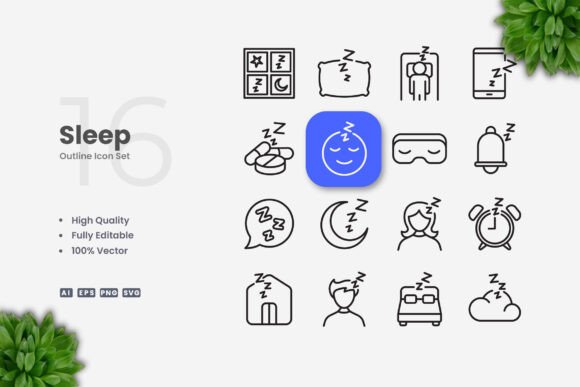 Sleep Icons: Modern Graphics for Editorial Use