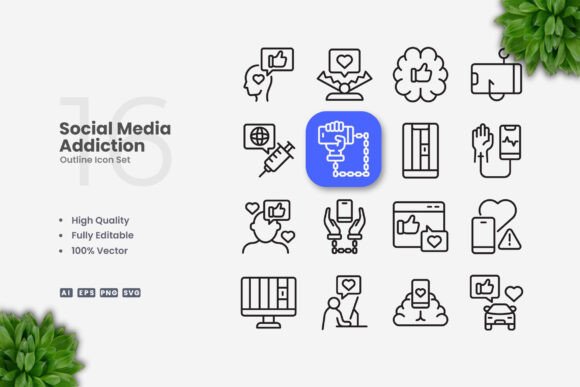 Social Media Addiction Icons: Clean Graphics for Modern Brands
