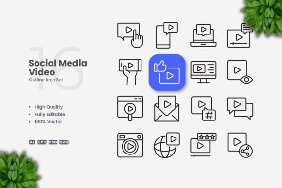 Social Media Video Icons: Clean Graphics for Modern Design