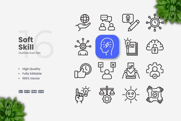 Soft Skills Icons: Clean Graphics for Branding