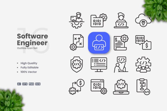 Software Engineer Icons: Clean Graphics for Modern Branding