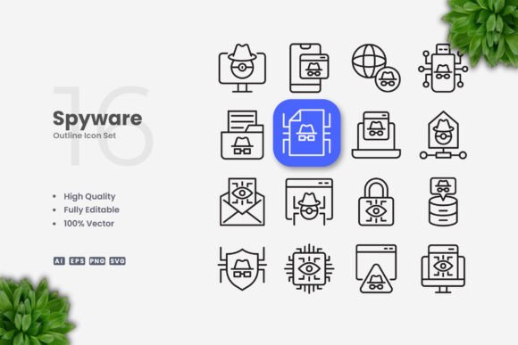 Spyware Icons: Clean Graphics for Modern Design