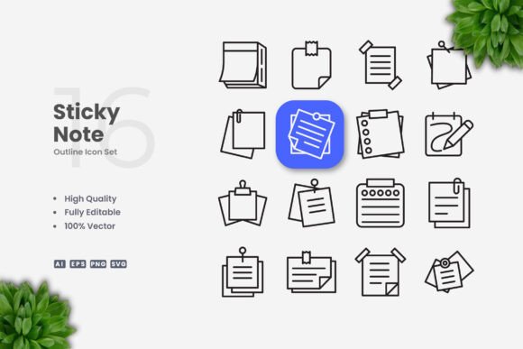 Sticky Note Icons: Clean Graphics for Crafters