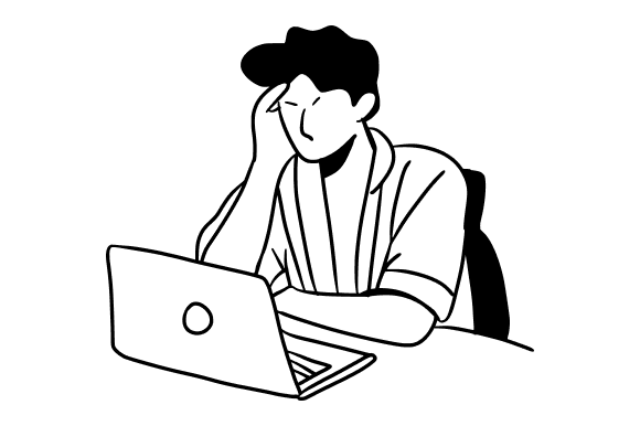 Stressed Man Working Graphics and Illustrations