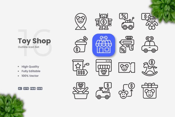 Toys Shop Icons: Clean Graphics for Modern Brands