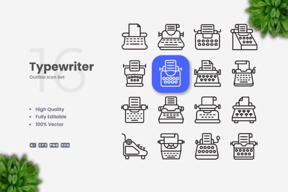 Typewriter Icons: Clean Graphics for Editorial Blogs