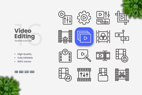 Video Editing Icons: Clean Graphics for Crafters