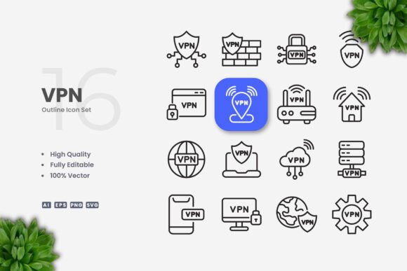 VPN Icons: Modern Graphics for Editorial Use
