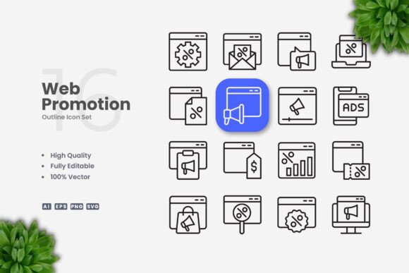 Web Promotion Icons: Clean Graphics for Modern Branding