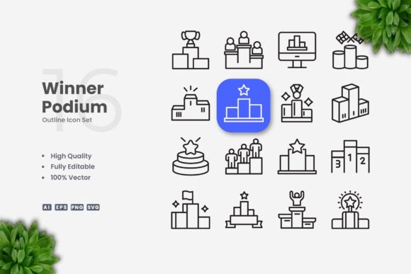 Winner Podium Icons: Clean Graphics for Brand Identity