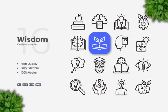 Wisdom Icons: Clean Graphics for Digital Sellers